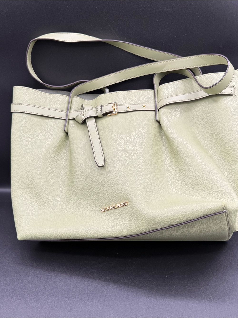Michael Kors Light Sage Green Pebbled Leather Tote